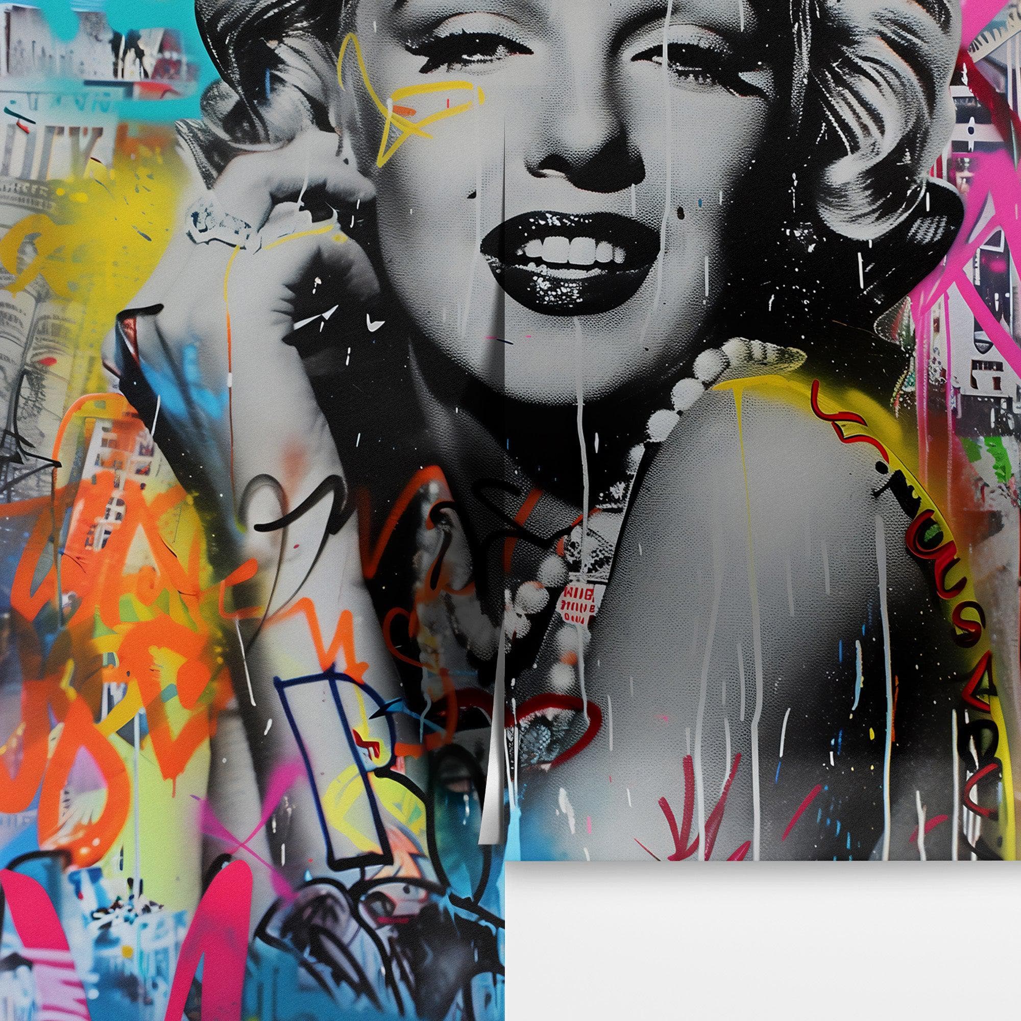 Marilyn Monroe Wallpaper Mural. Graffiti Art Mural. Colorful Pop Art. #6851