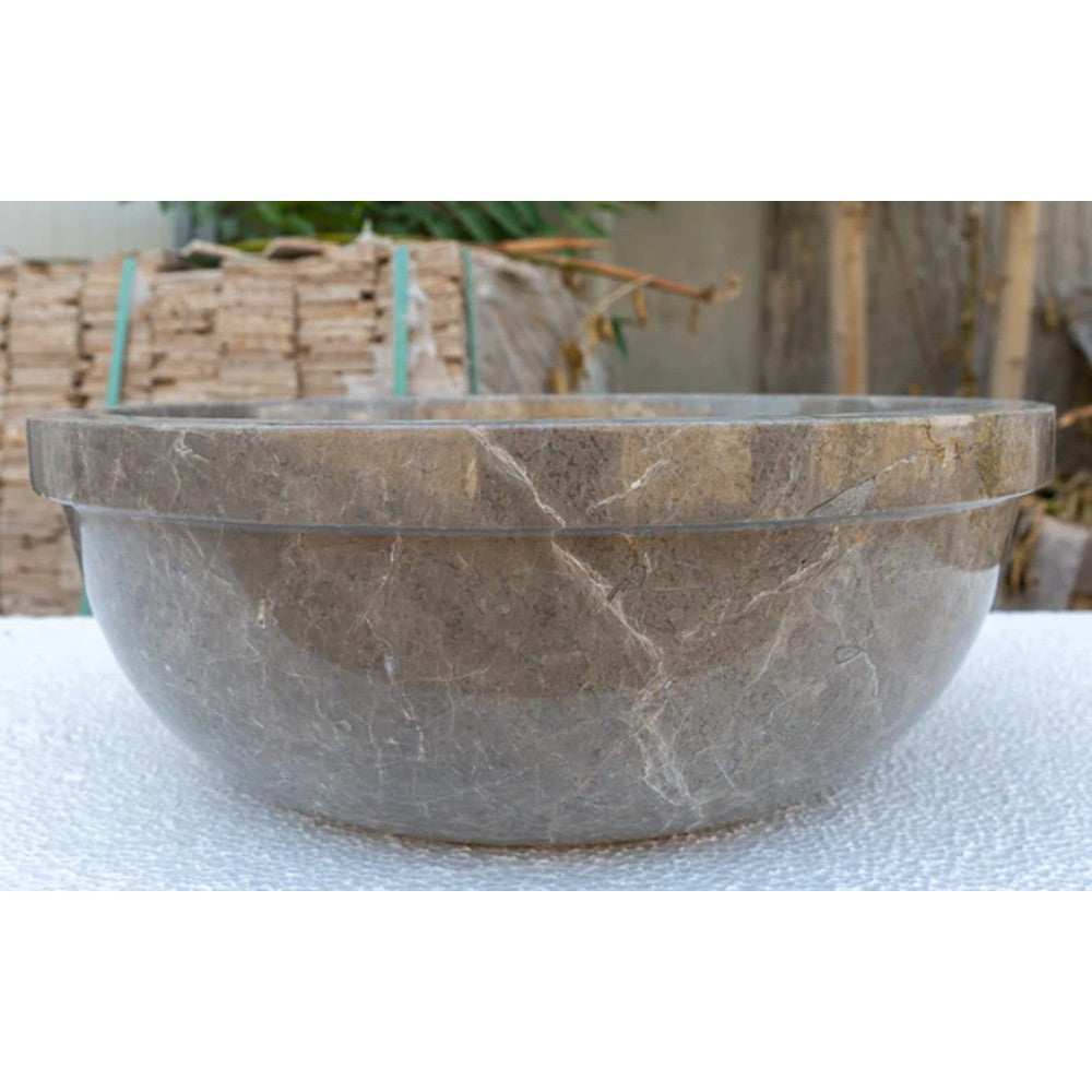 Maya Grey Natural Stone Marble Drop-in Vessel Sink Polished (D)16