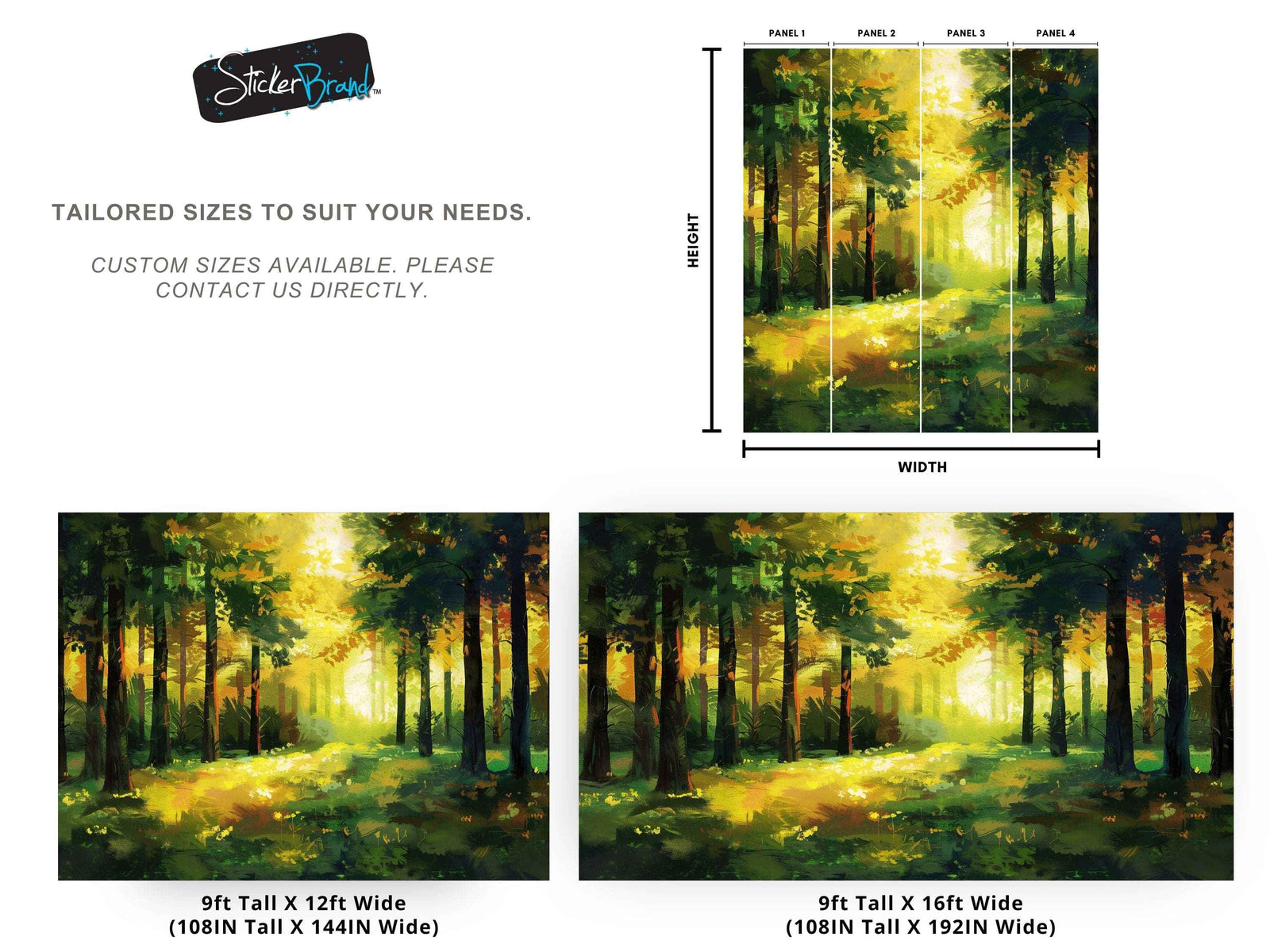 Green Forest Painting Wallpaper Mural. #7018