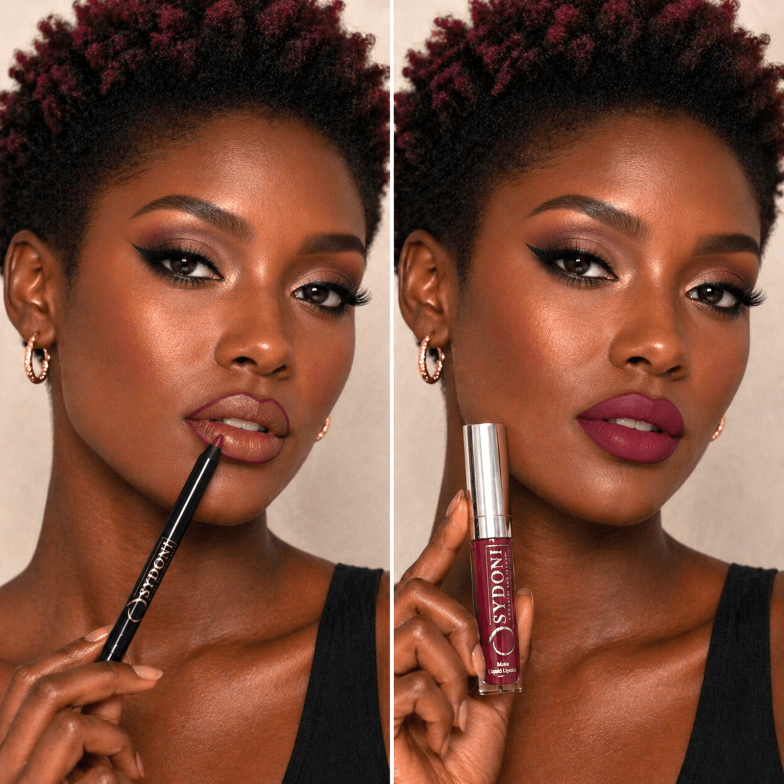 SYDONI MERLOT (Sultry Berry) Matte Lip Duo – Merlot Matte Liquid Lipstick with Berry Lip Pencil