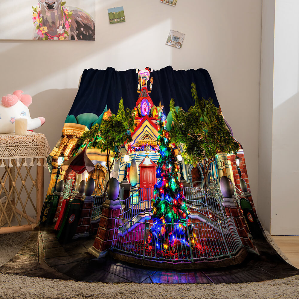 Merry Christmas Flannel Fleece Throw Cosplay Blanket