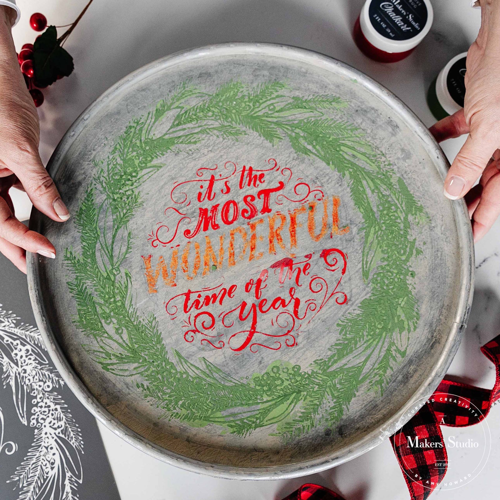 Merry and Bright - Mesh Stencil 12x18