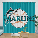 Miami Marlins Curtains Blackout Window Drapes Room Decoration