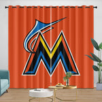 Miami Marlins Curtains Blackout Window Drapes Room Decoration