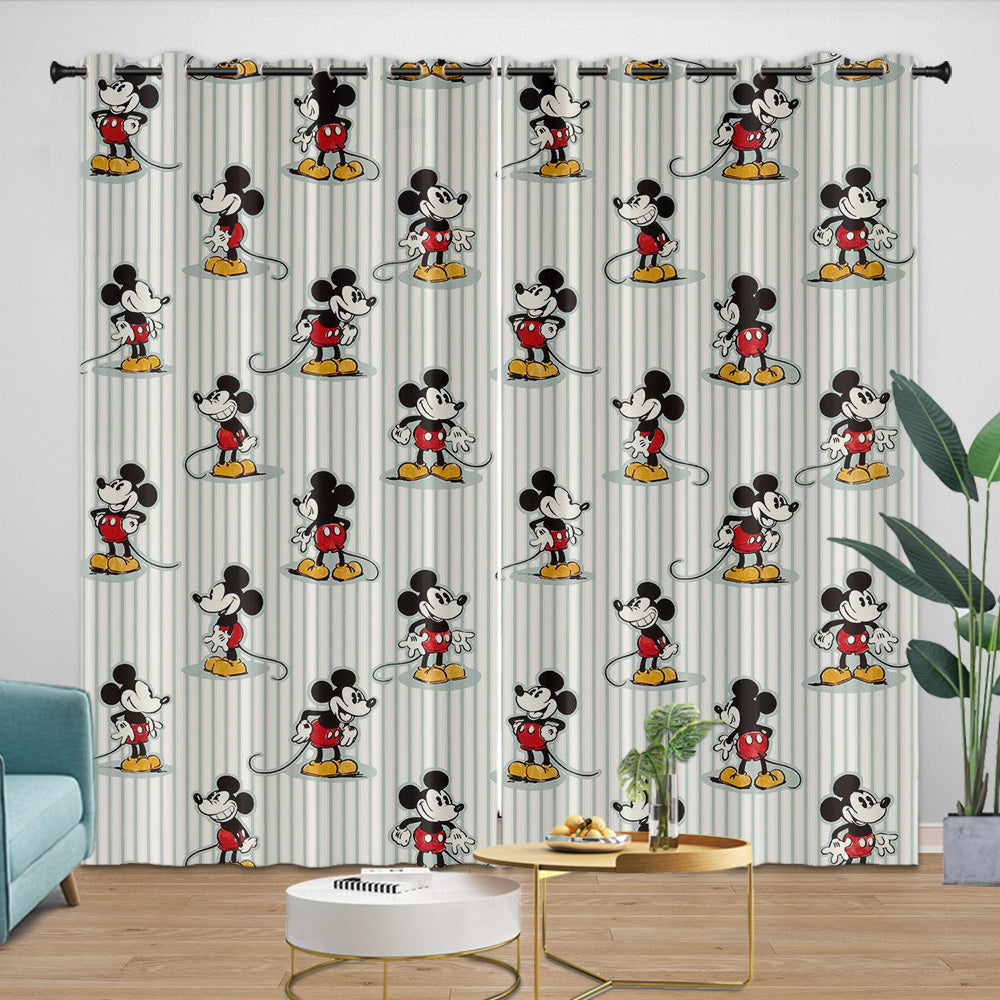 Mickey Mouse Curtains Blackout Window Drapes Room Decoration
