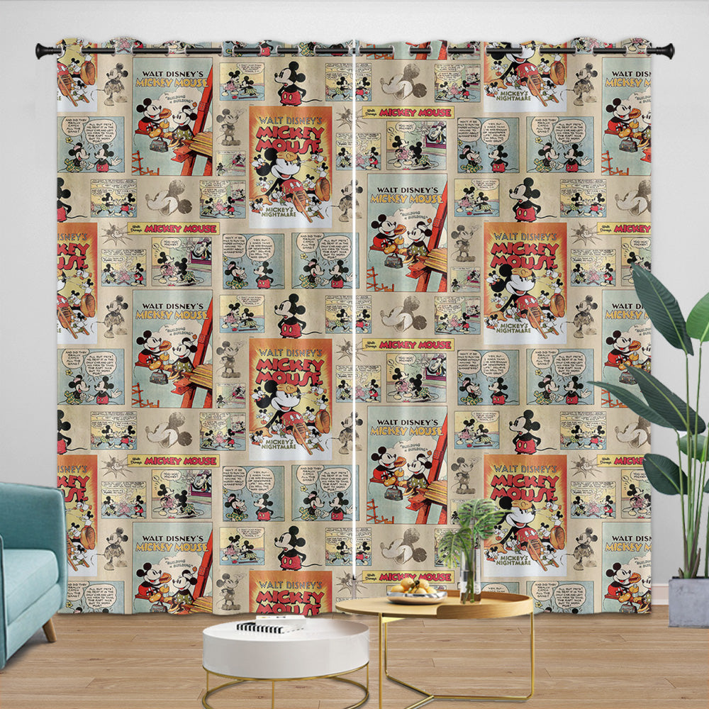 Mickey Mouse Curtains Blackout Window Drapes Room Decoration