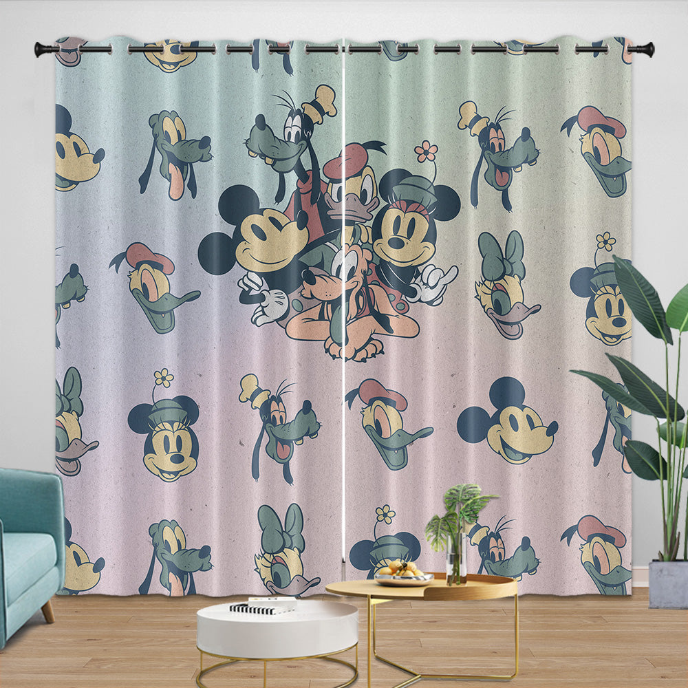 Mickey Mouse Curtains Blackout Window Drapes Room Decoration
