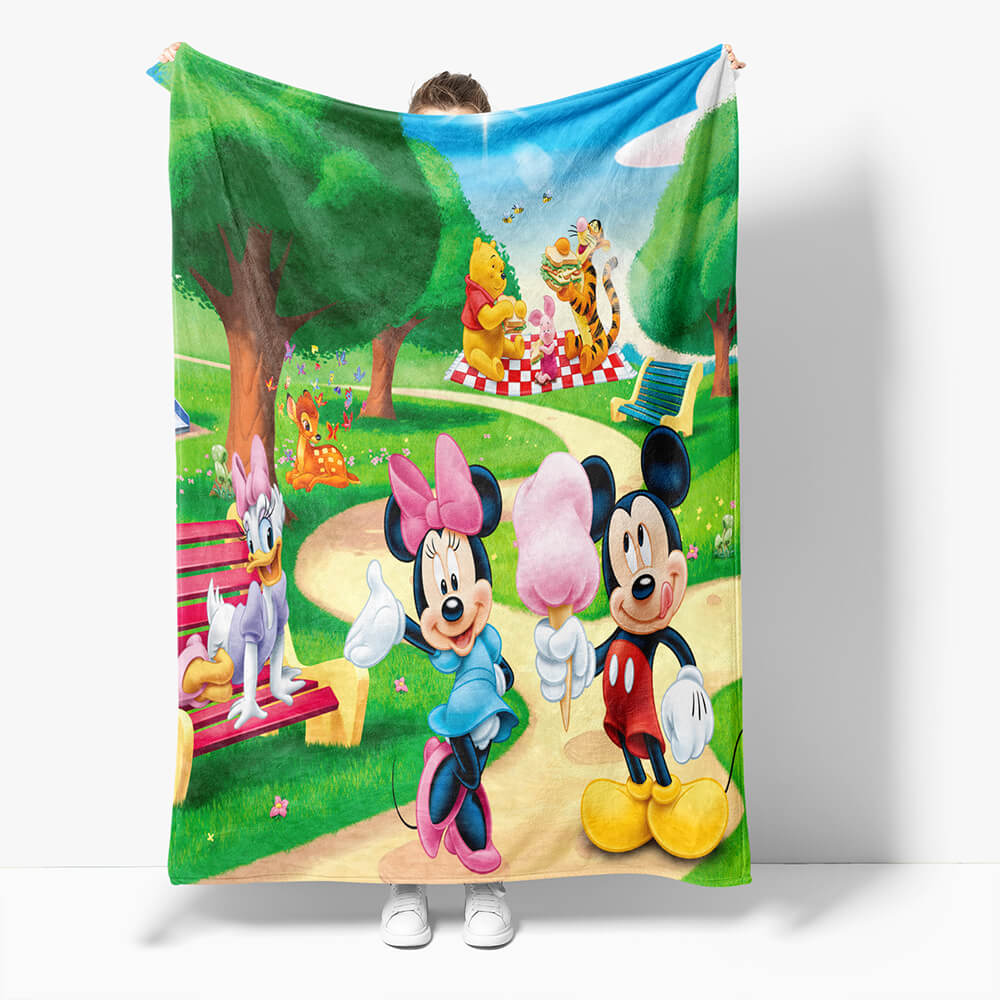 Mickey Mouse Minnie Mouse Flannel Fleece Throw Blanket