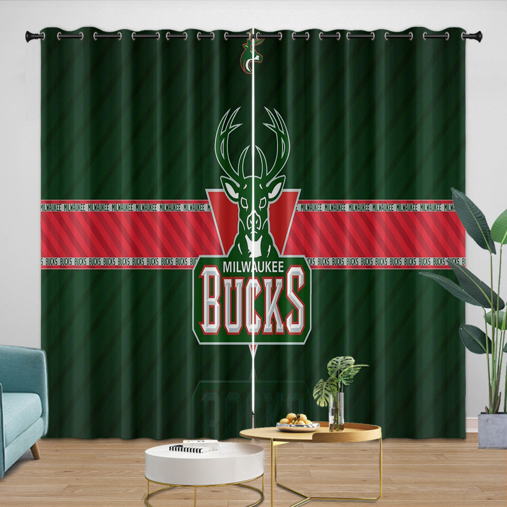 Milwaukee Bucks Curtains Blackout Window Drapes Room Decoration