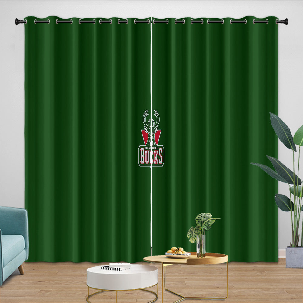 Milwaukee Bucks Curtains Blackout Window Drapes Room Decoration