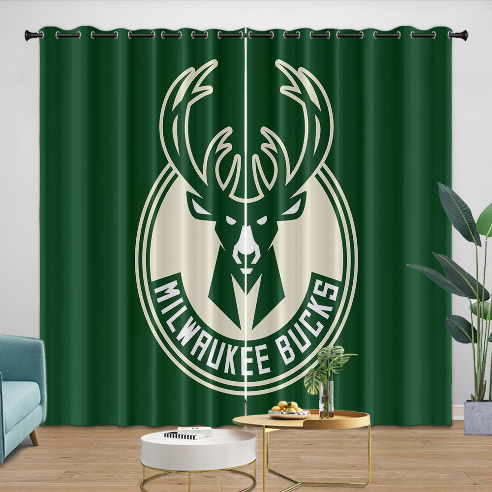 Milwaukee Bucks Curtains Blackout Window Drapes Room Decoration