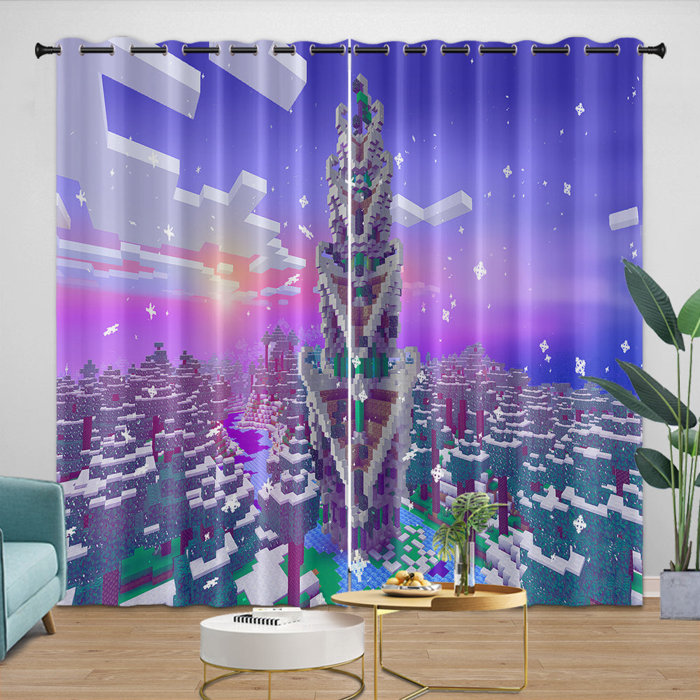 Minecraft Curtains Blackout Window Drapes Kids Room Decoration