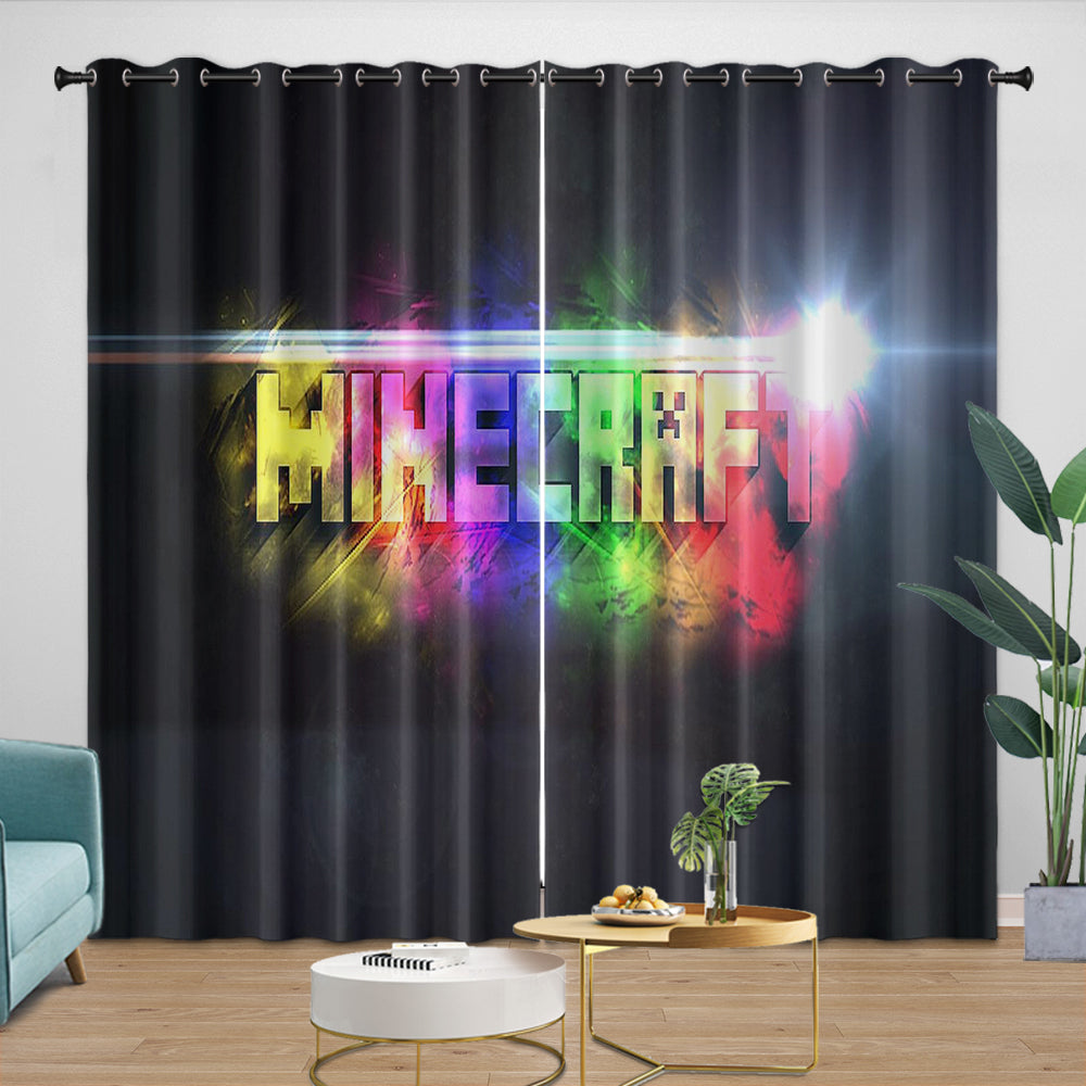 Minecraft Curtains Blackout Window Drapes Kids Room Decoration