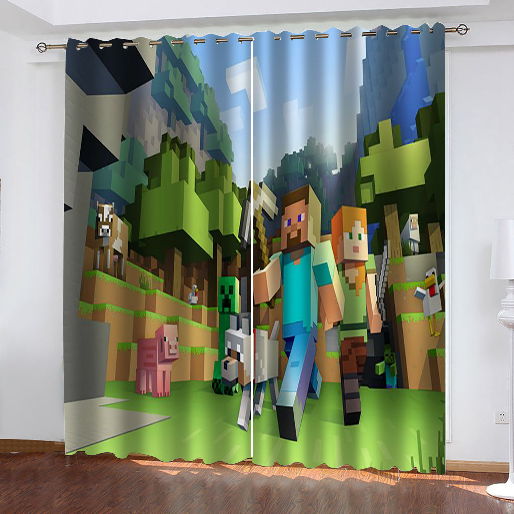 Minecraft Curtains Blackout Window Treatments Drapes for Room Decoration