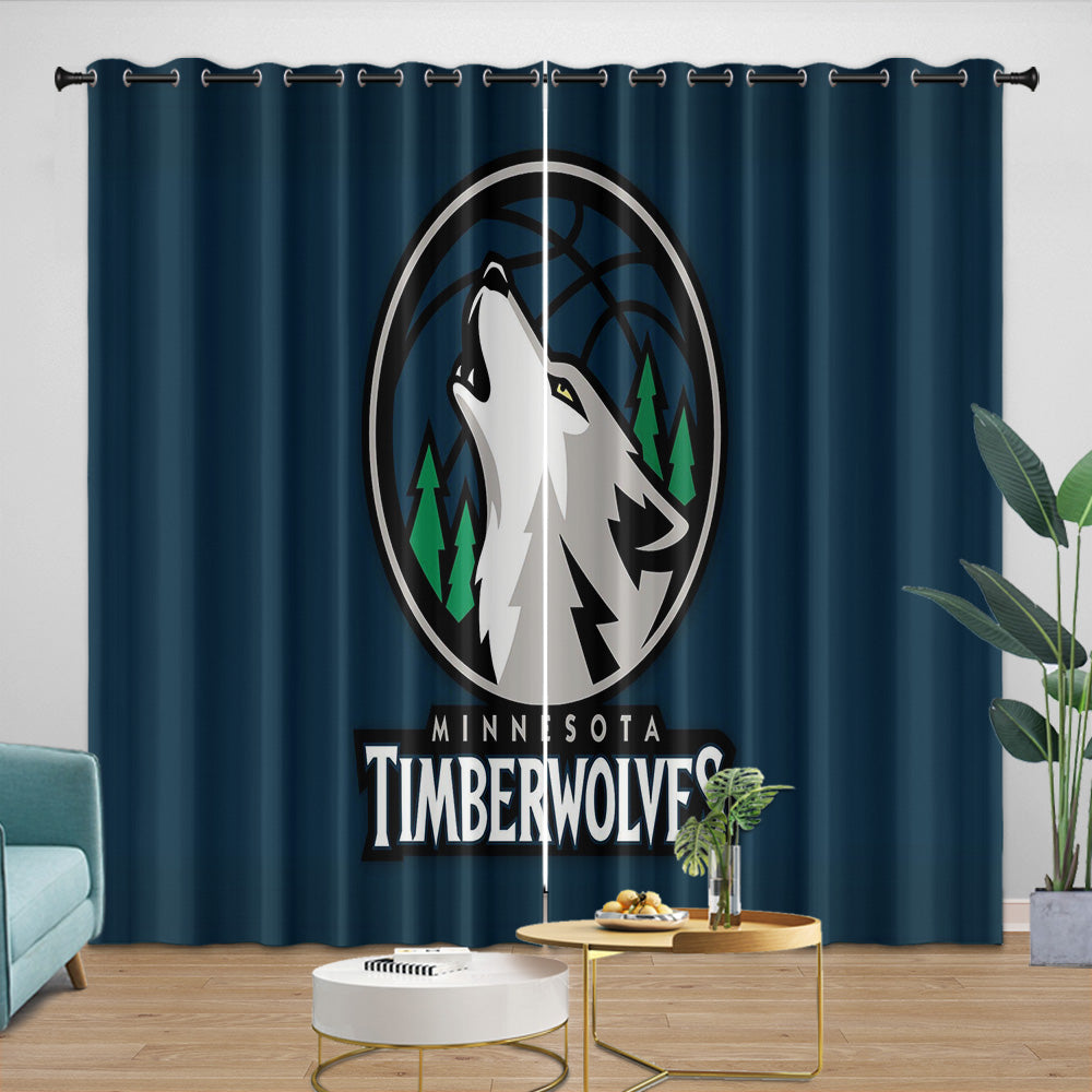 Minnesota Timberwolves Curtains Blackout Window Drapes Room Decoration