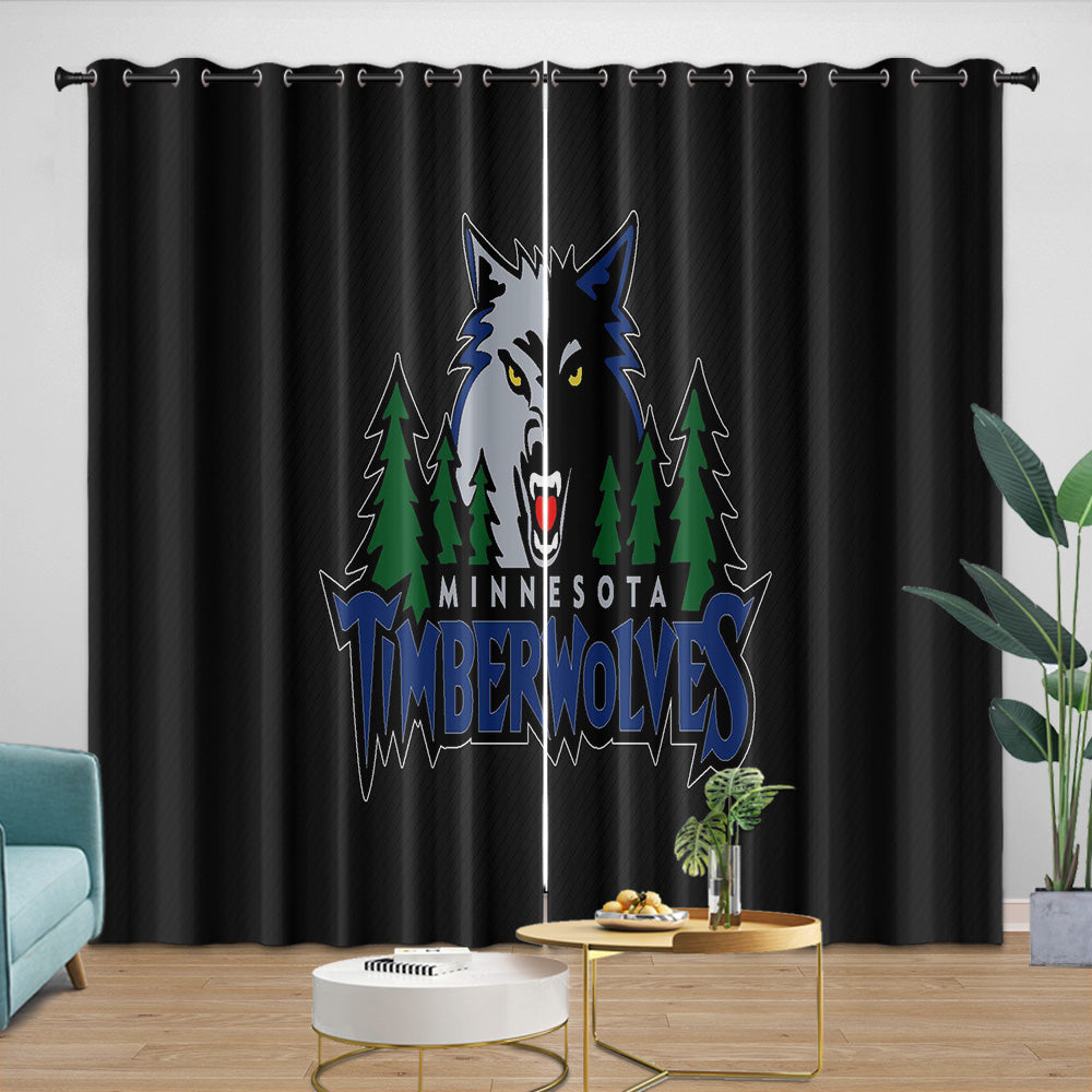 Minnesota Timberwolves Curtains Blackout Window Drapes Room Decoration