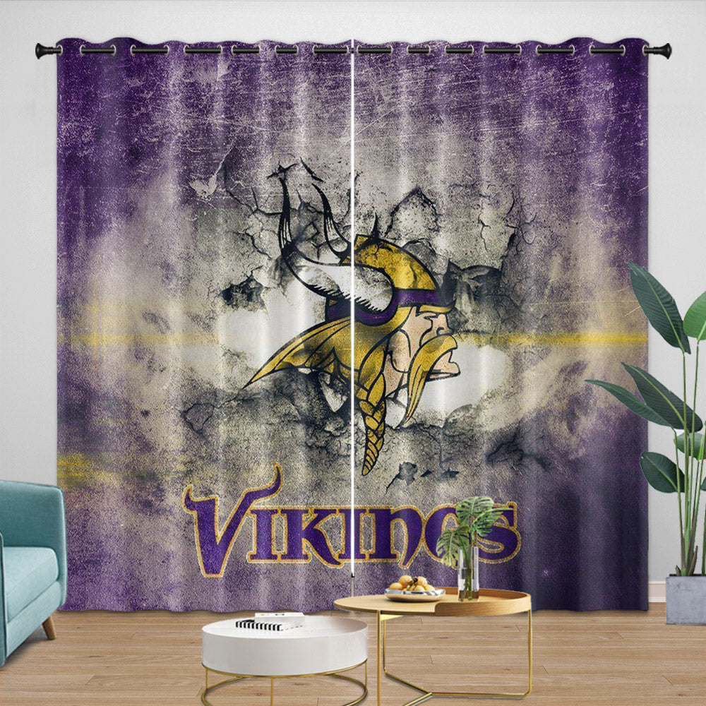 Minnesota Vikings Curtains Blackout Window Drapes Room Decoration