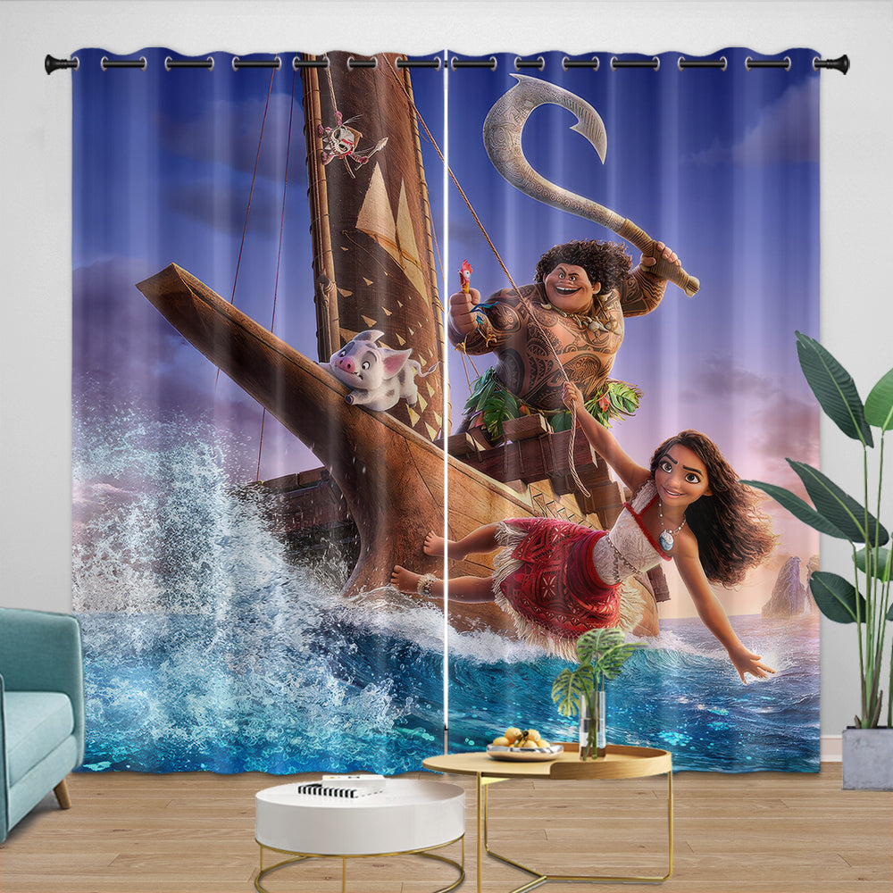 Moana 2 Curtains Blackout Window Drapes Room Decoration