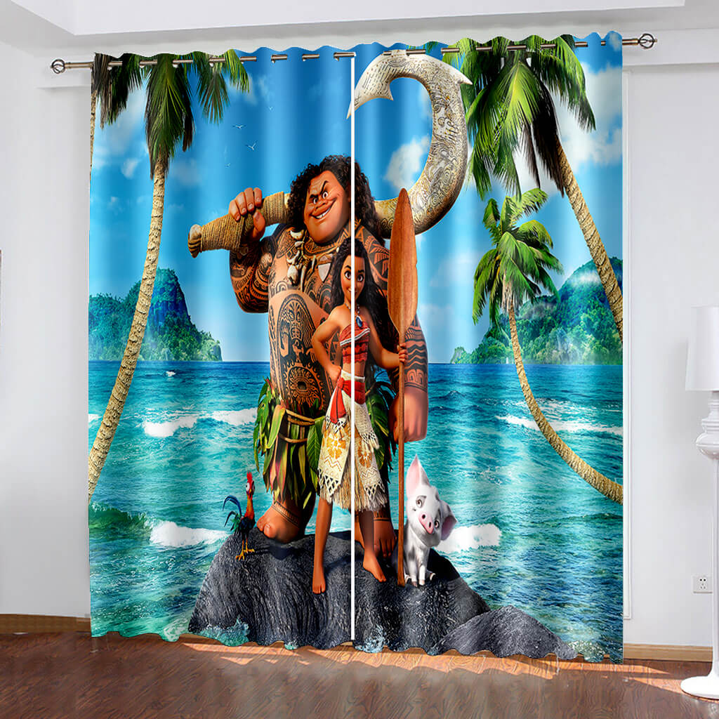 Moana Curtains Pattern Blackout Window Drapes