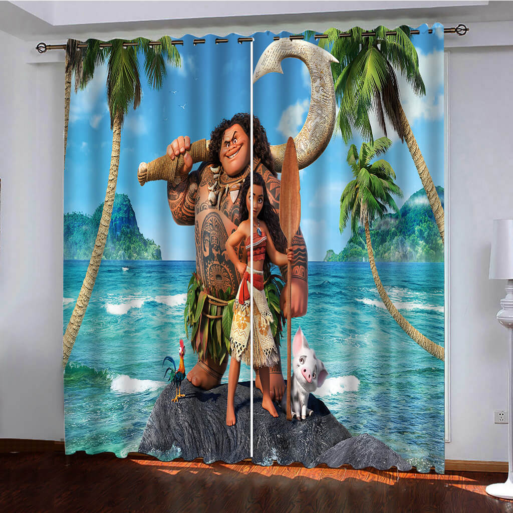 Moana Curtains Pattern Blackout Window Drapes