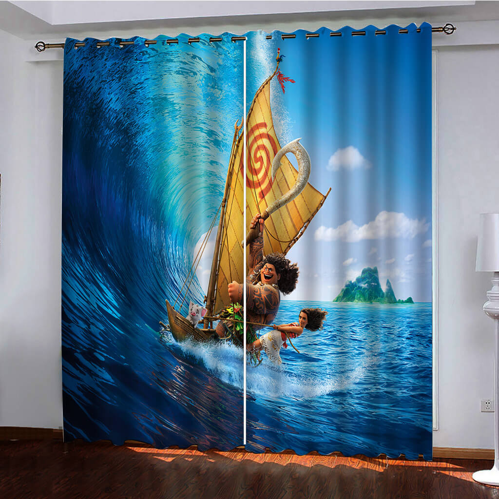Moana Curtains Pattern Blackout Window Drapes