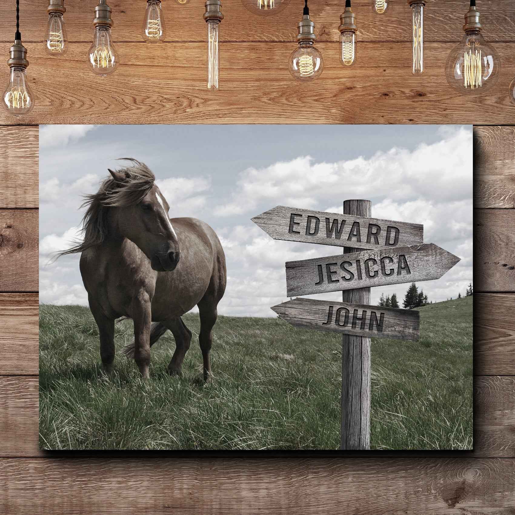 Classic Horse Family Name Sign