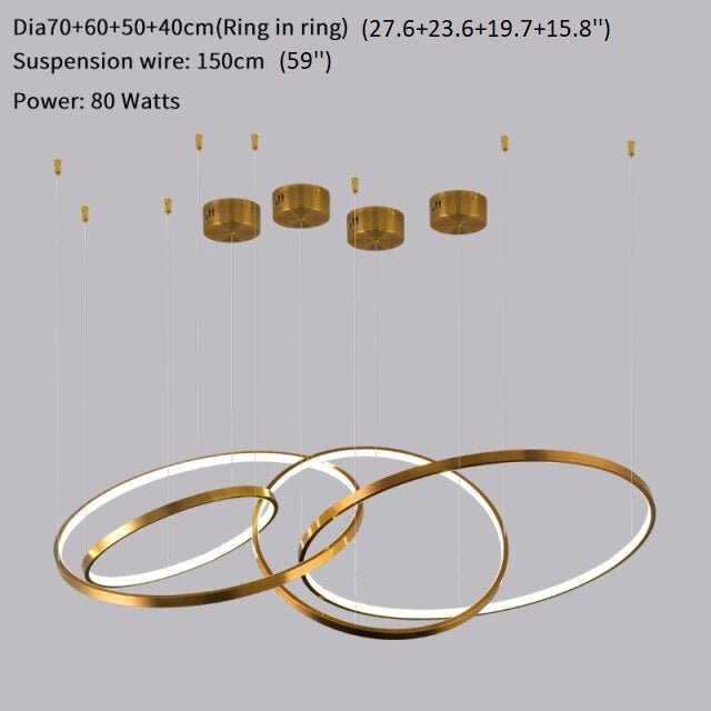Large Ring Stainless Steel Light Fixture for Staircase