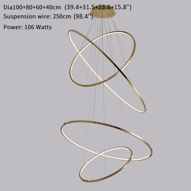 Large Ring Stainless Steel Light Fixture for Staircase