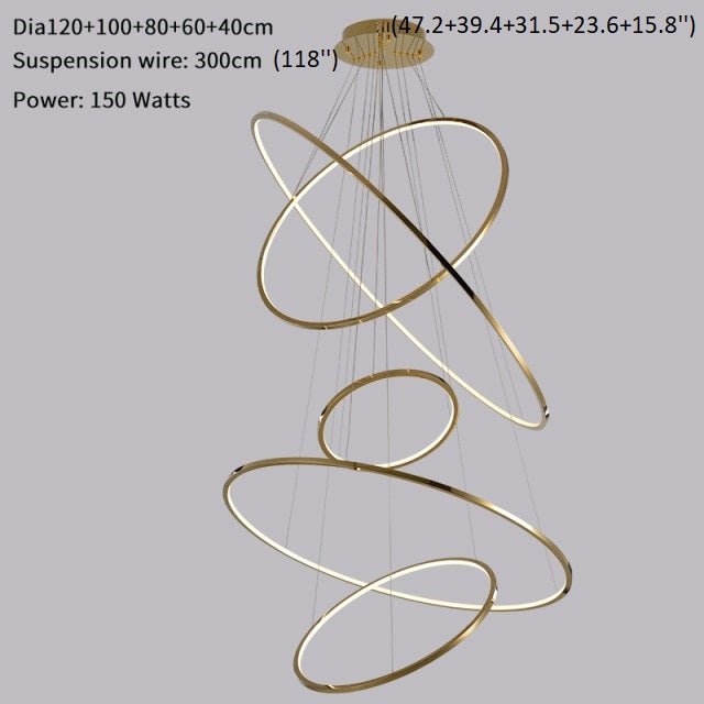 Large Ring Stainless Steel Light Fixture for Staircase