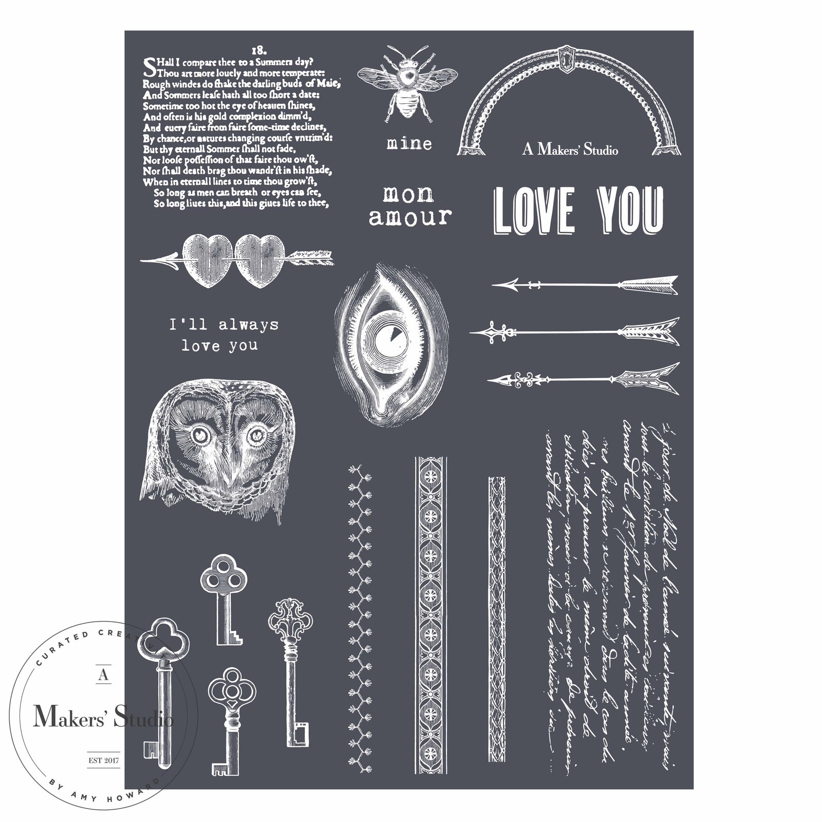 Mon Amour - Mesh Stencil 9x12