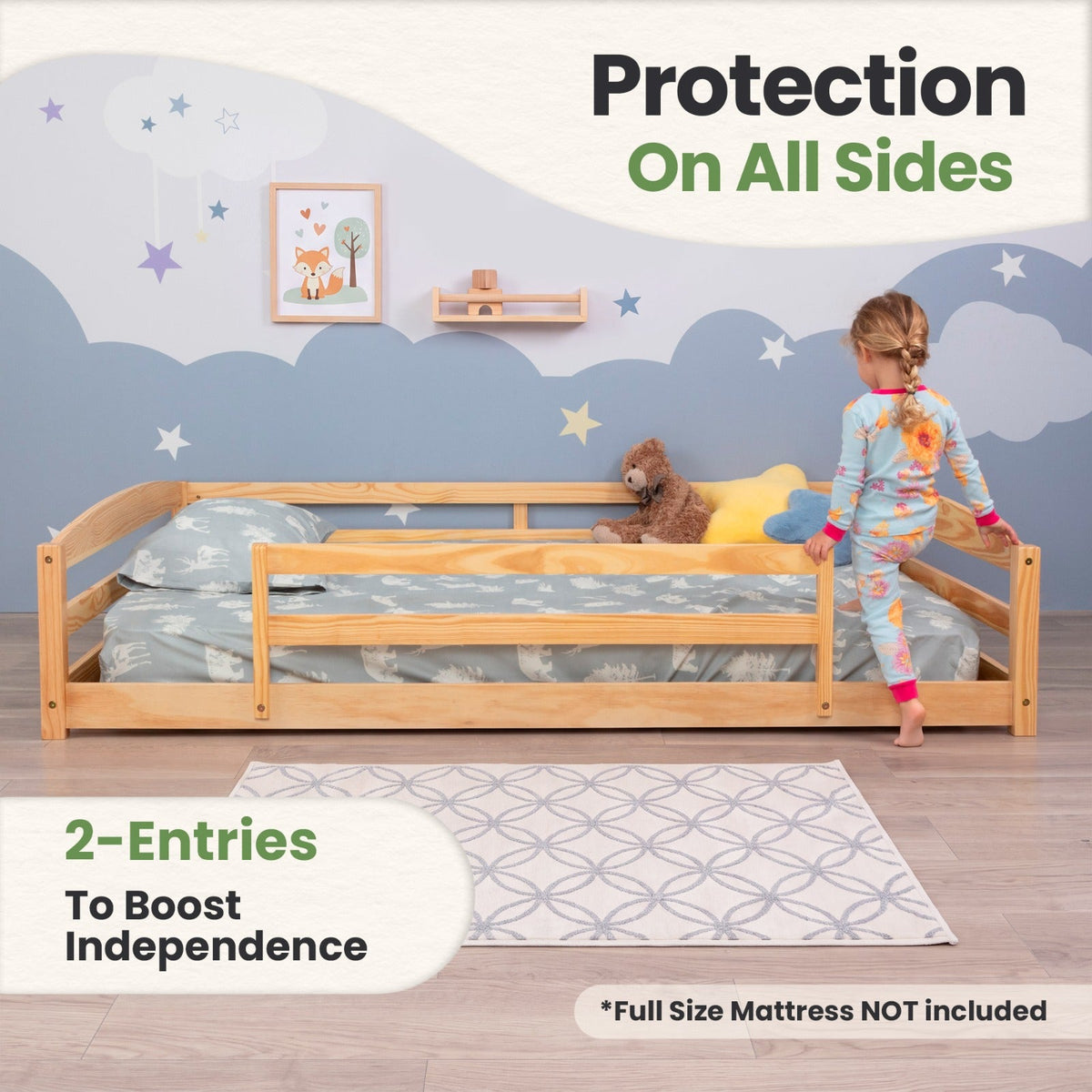 Full-Size Montessori Floor Bed with Strong Slatted Frame