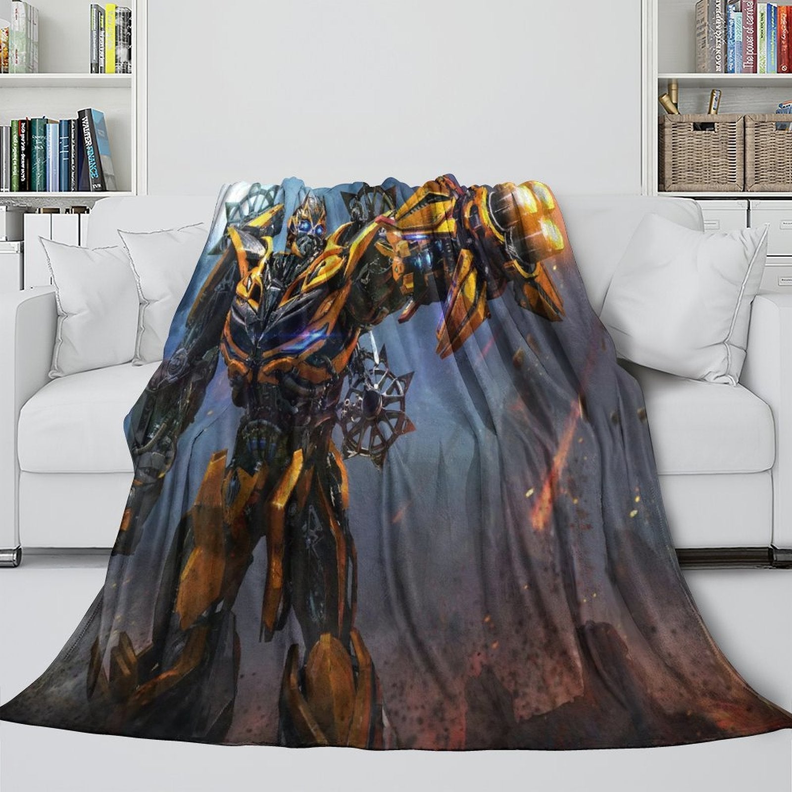 Movie Bumblebee Blanket Flannel Throw Kids Room Decoration