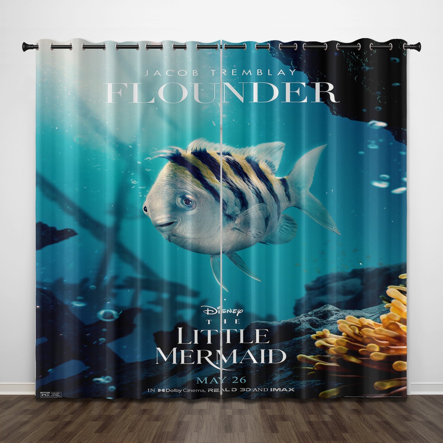 The Little Mermaid Curtains Pattern Blackout Window Drapes