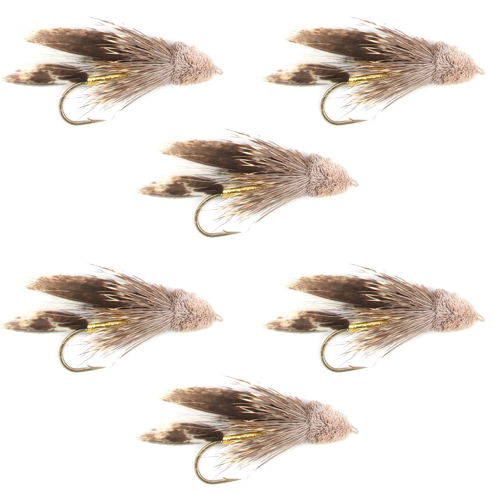 Muddler Minnow Fly Fishing Flies - Classic Bass and Trout Streamers - Set of 6 Flies Hook Size 8
