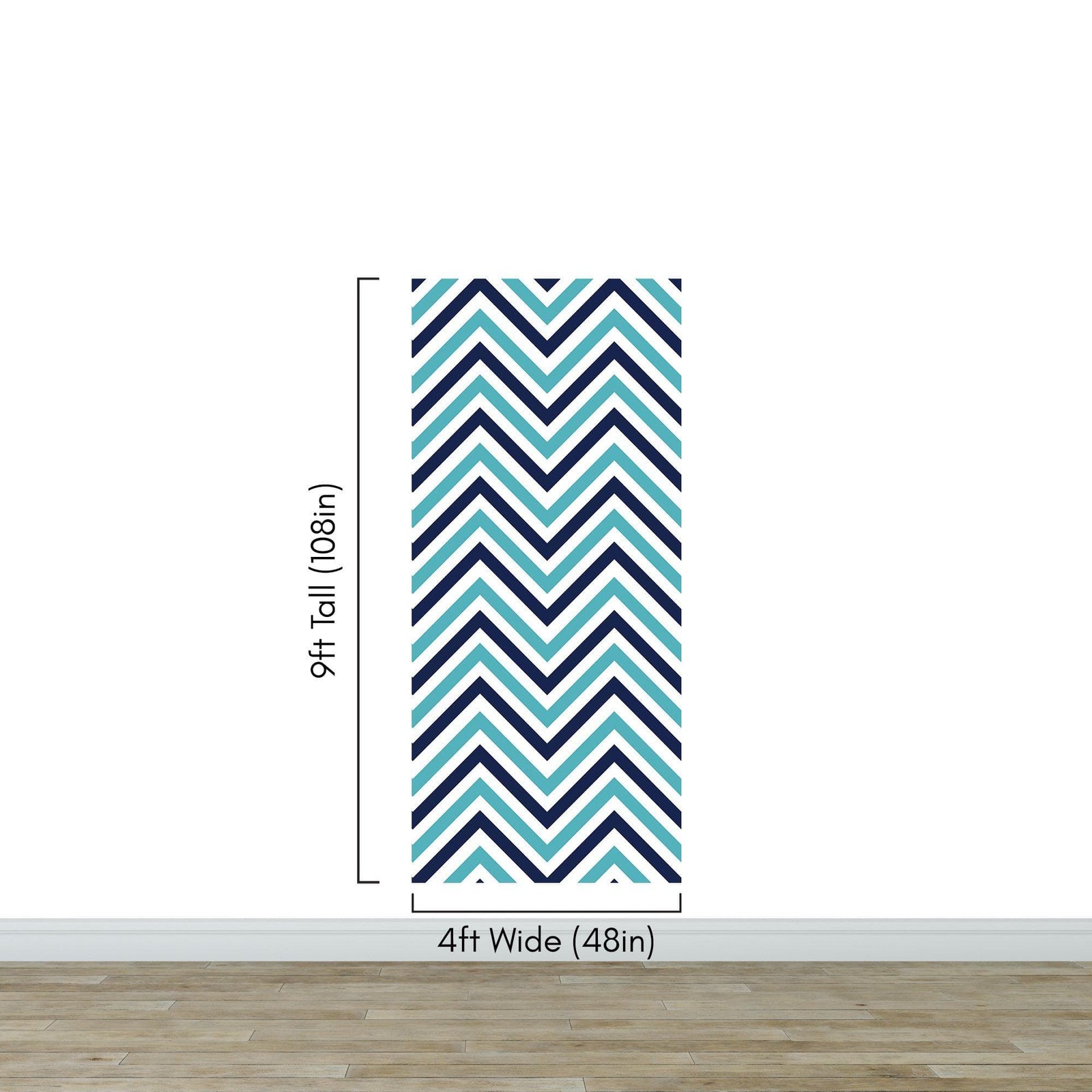 Seaside Chic Decor. Navy Blue and Teal Chevron Pattern Wallpaper. #6222