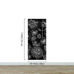Black Floral Background, Black and White Flower Wallpaper Mural. #6677