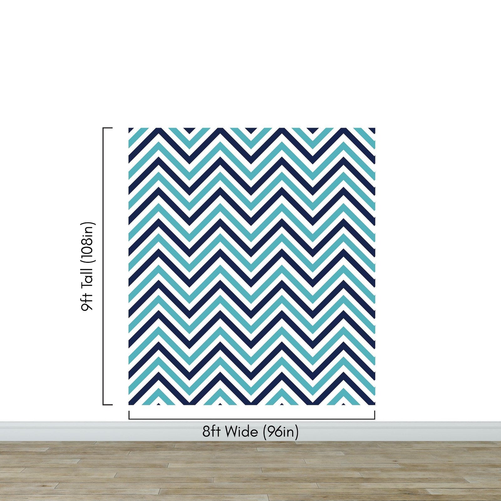 Seaside Chic Decor. Navy Blue and Teal Chevron Pattern Wallpaper. #6222