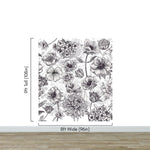 Black and White Flower Wallpaper Mural. #6676