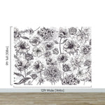Black and White Flower Wallpaper Mural. #6676