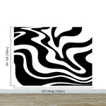 Black Swirly Line Wallpaper. Contemporary Art Decor. Modern Aesthetic. #6679