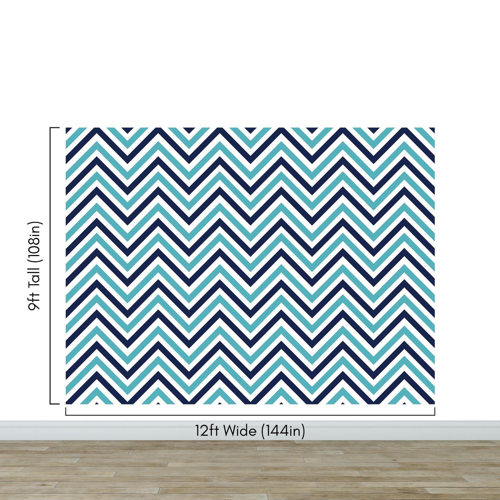 Seaside Chic Decor. Navy Blue and Teal Chevron Pattern Wallpaper. #6222