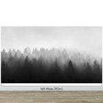 Black and White Misty Pine Forest Wallpaper. #6673