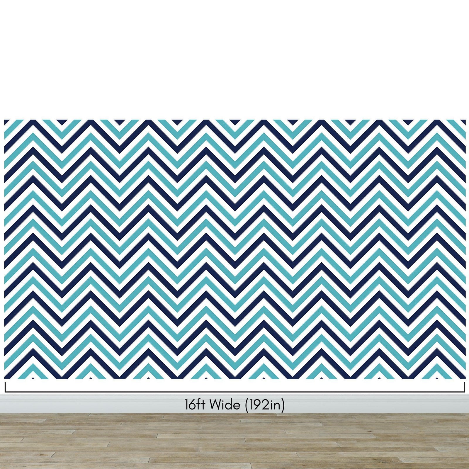 Seaside Chic Decor. Navy Blue and Teal Chevron Pattern Wallpaper. #6222