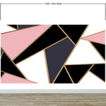 Modern Decor Gold, Black and Pink Mosaic Peel and Stick Wallpaper | Removable Wall Mural #6210