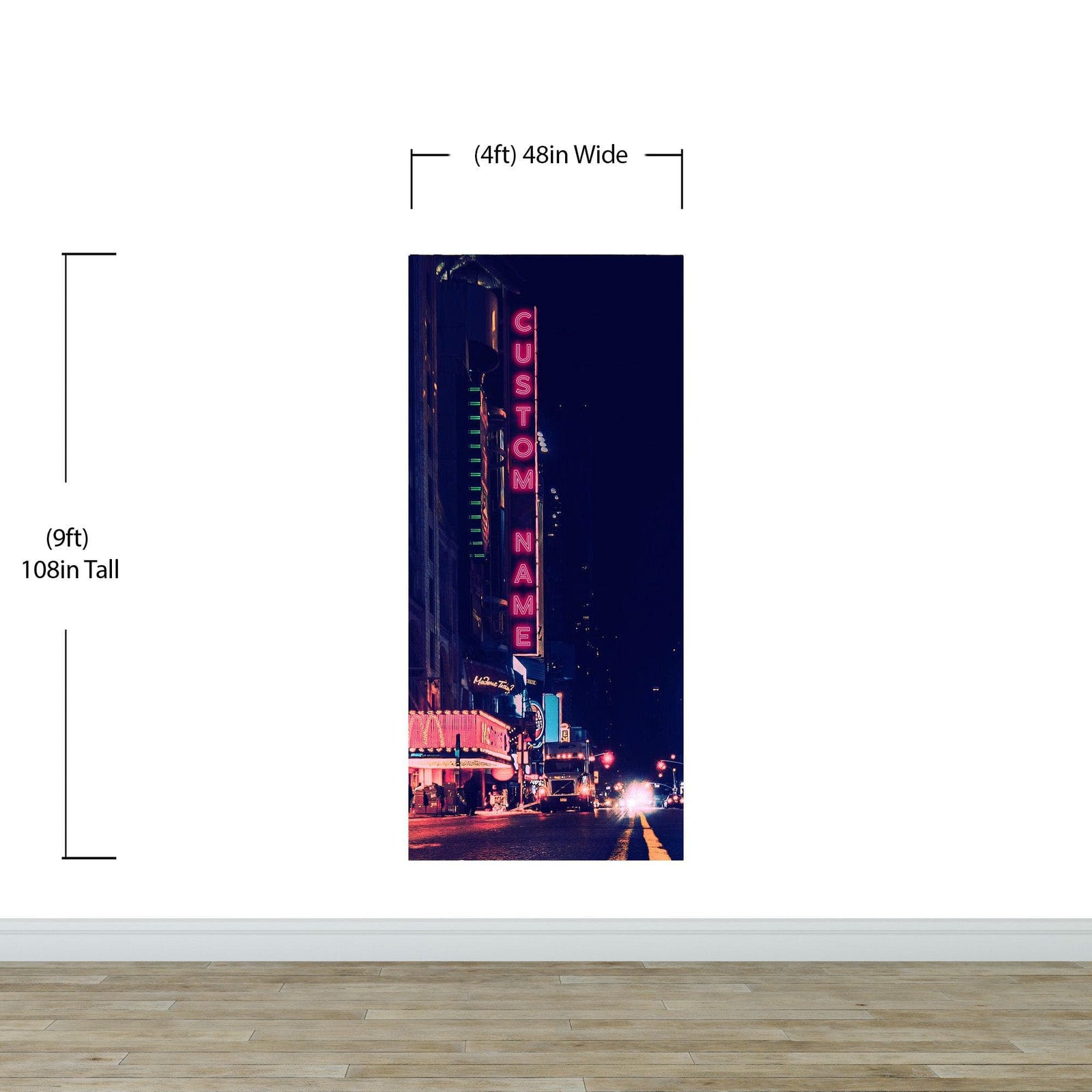 Personalized Neon Name on City Billboard Wall Mural. #6595