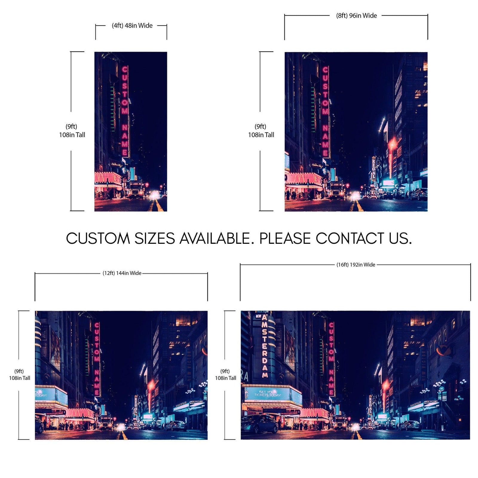 Personalized Neon Name on City Billboard Wall Mural. #6595