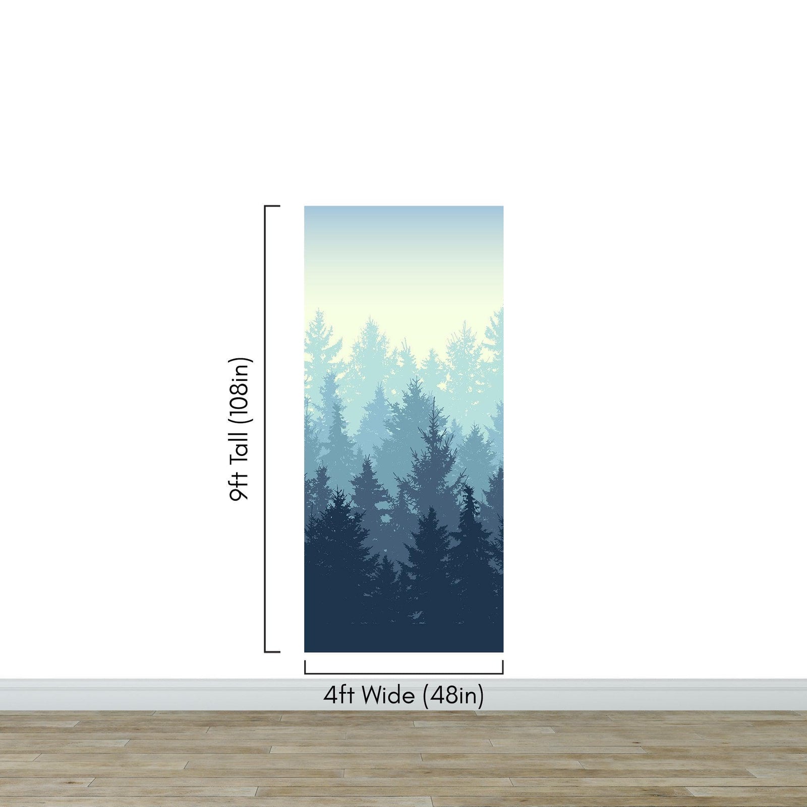 Misty Forest Wallpaper. Blue Pastel Color Mural #6772