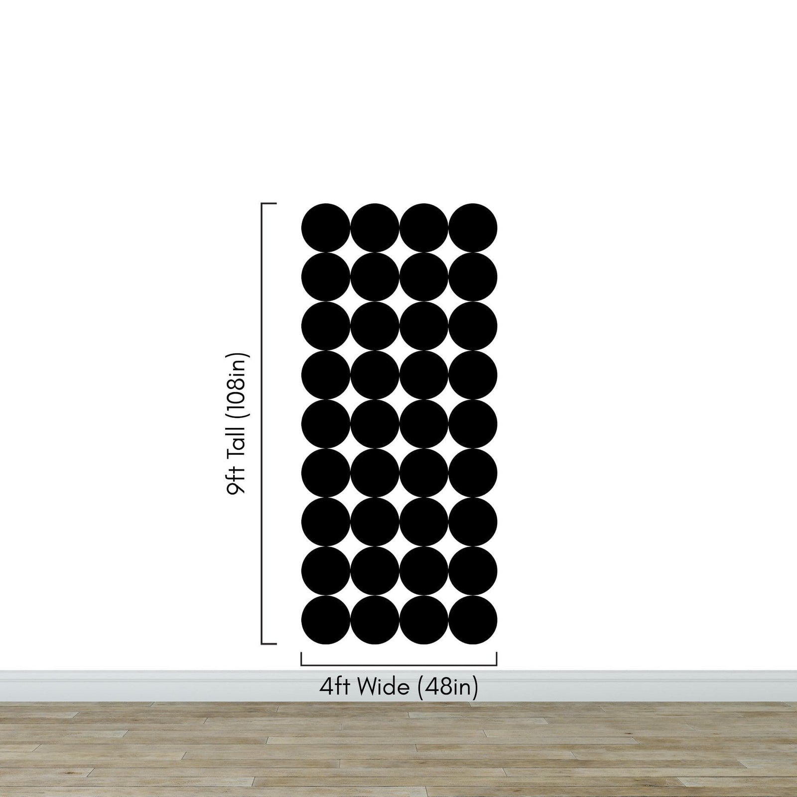 Modern Geometric Black Circle Wallpaper Mural. #6675