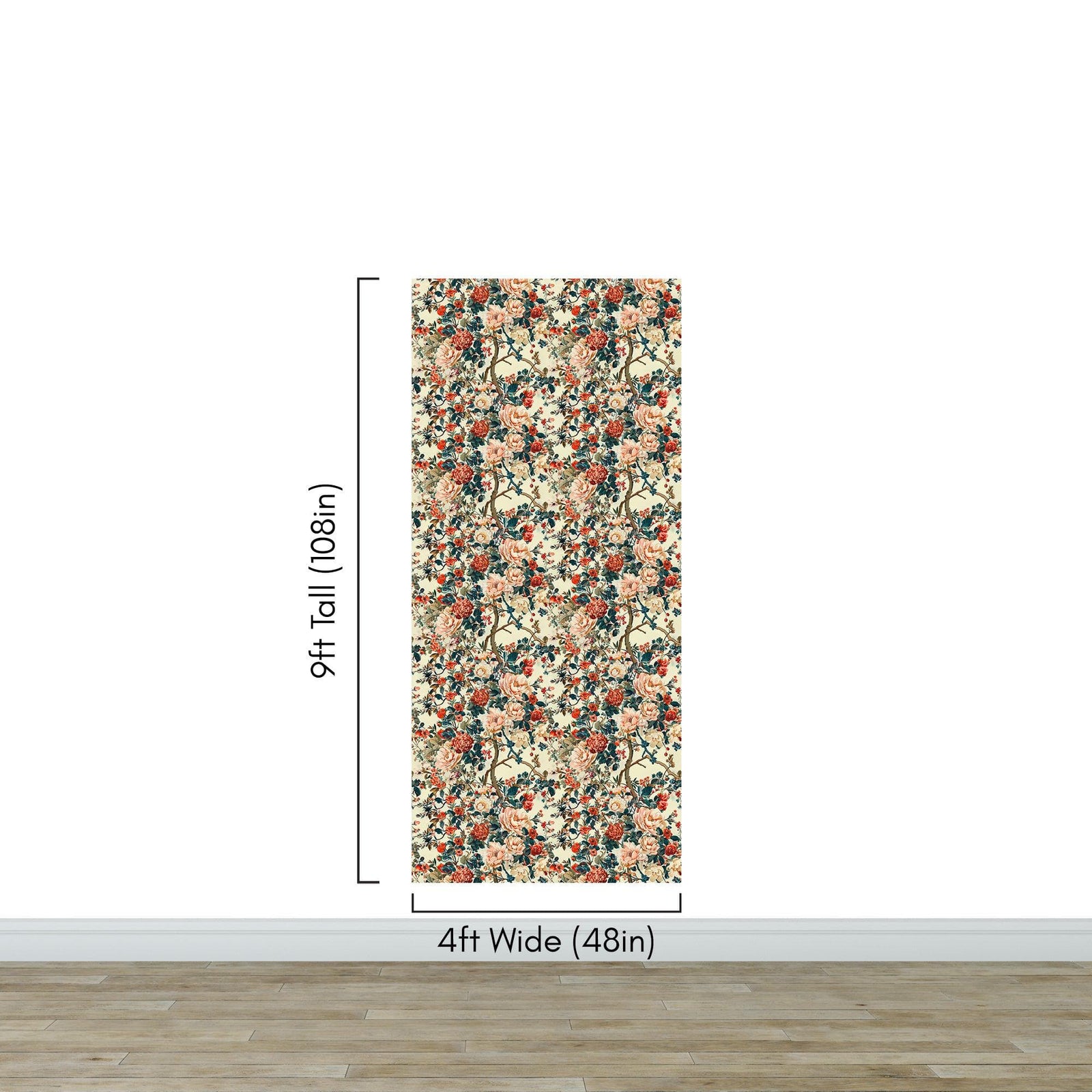 Botanical Flower Garden With Pastel Color Red, Green, Beige Background Wall Mural. #6771