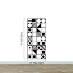 Black and White Geometric Shapes Wallpaper Mural Wall Art. #6710